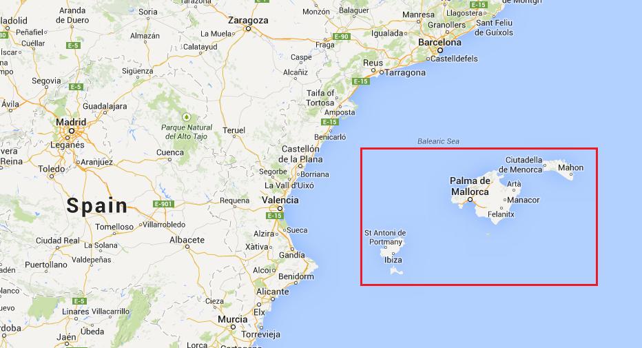 Kaart Balearische Eilanden